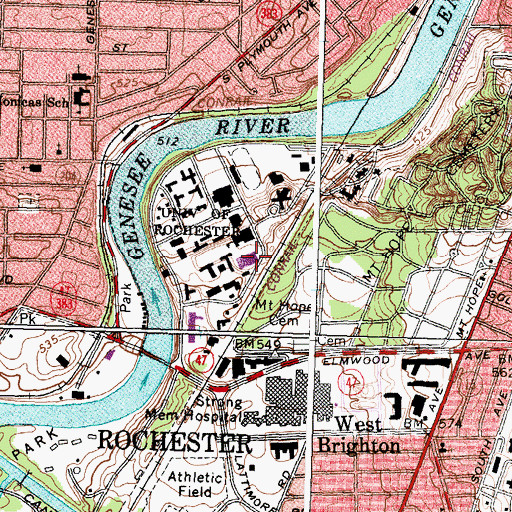 Topographic Map of Meliora Hall, NY