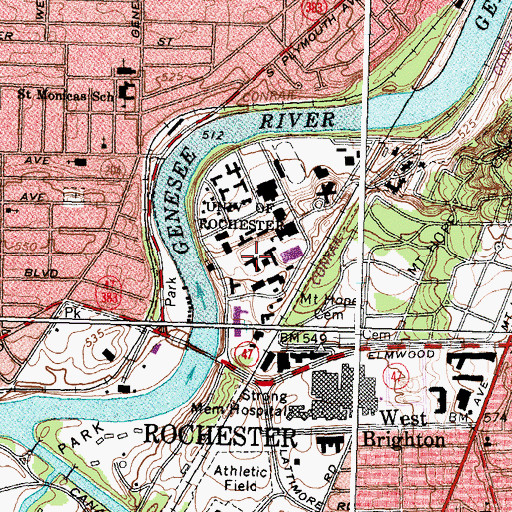 Topographic Map of Dewey Hall, NY