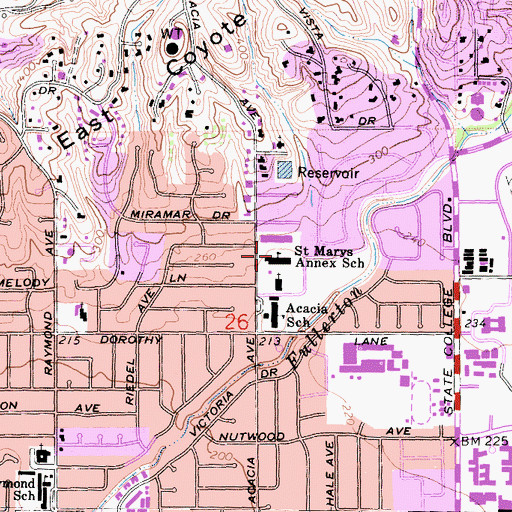 Topographic Map of Saint Marys Annex School, CA