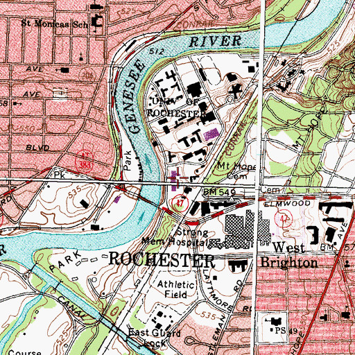 Topographic Map of Hutchinson Hall, NY