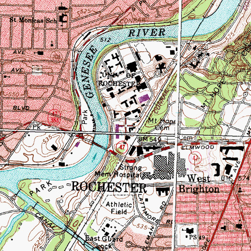 Topographic Map of Hylan Building, NY