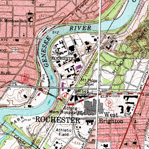 Topographic Map of Gavett Hall, NY