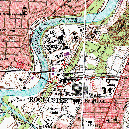 Topographic Map of New York State Center For Advanced Technology, NY