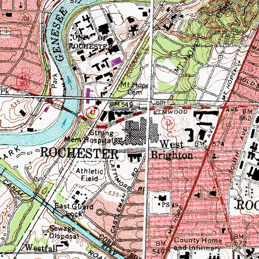 Topographic Map of University of Rochester School of Medicine and Dentistry, NY