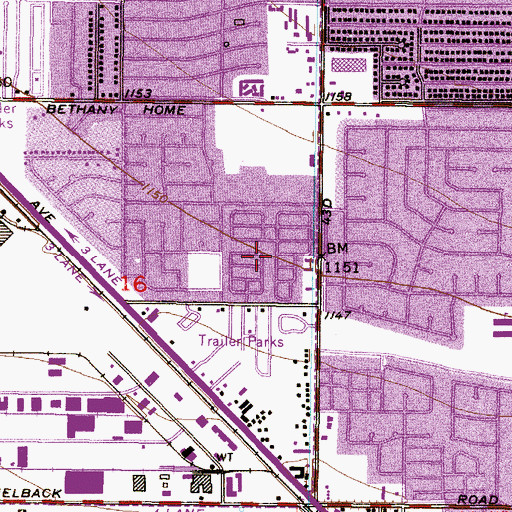Topographic Map of Grand Missouri Adult Mobile Home Park, AZ