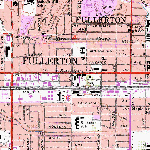 Topographic Map of Saint Marys School (historical), CA
