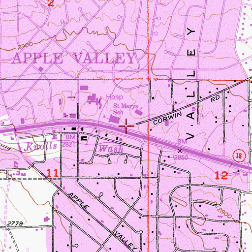 Topographic Map of Saint Marys School, CA