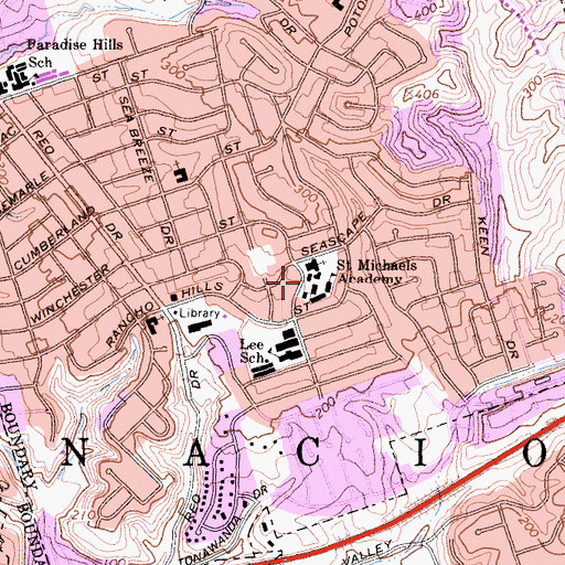 Topographic Map of Saint Michaels Academy, CA