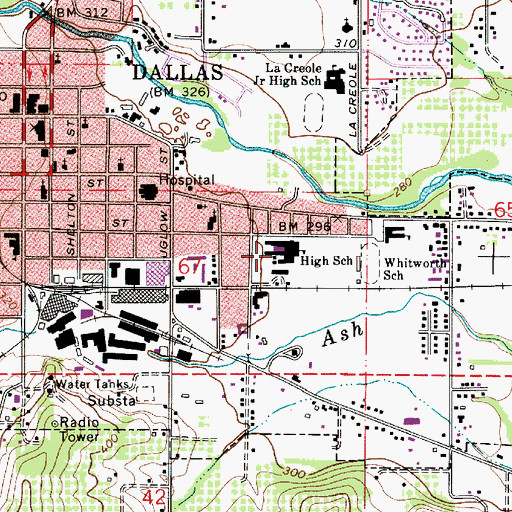 Topographic Map of Dallas High School, OR