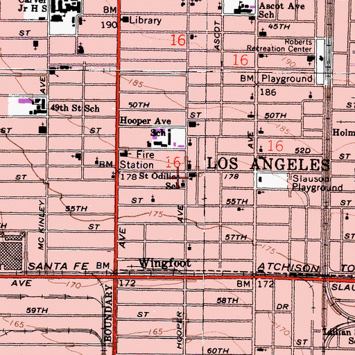 Topographic Map of Saint Odilias School, CA