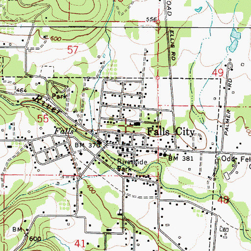 Topographic Map of Falls City Elementary School, OR