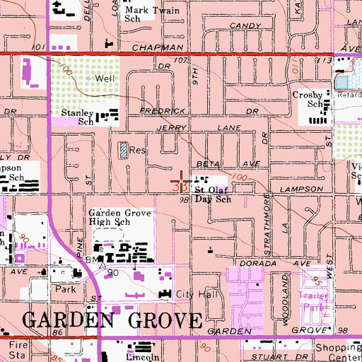 Topographic Map of Saint Olaf Day School, CA