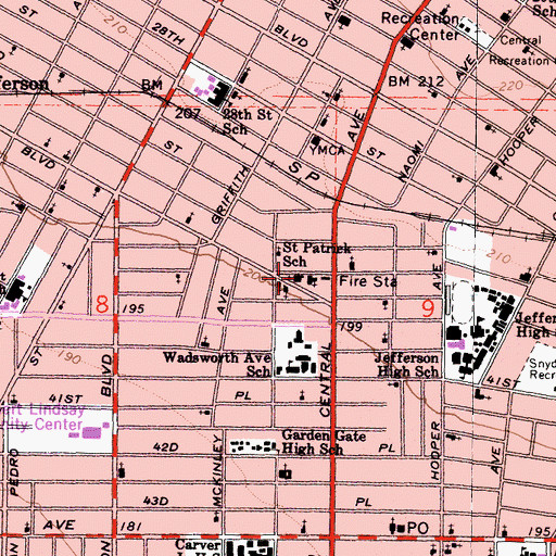 Topographic Map of Saint Patrick School, CA