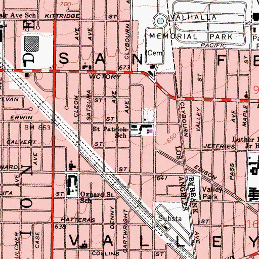 Topographic Map of Saint Patrick School, CA