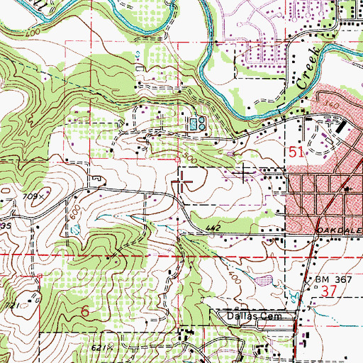 Topographic Map of Oakdale Heights Elementary School, OR