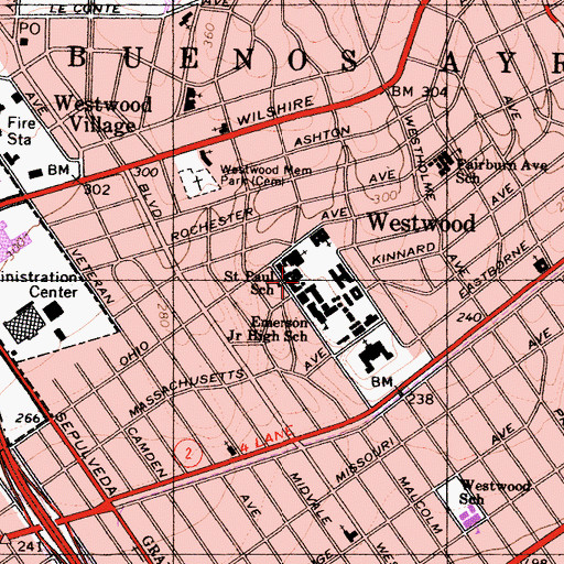 Topographic Map of Saint Paul School, CA