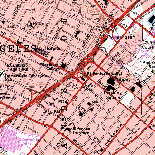 Topographic Map of Saint Pauls Cathedral, CA