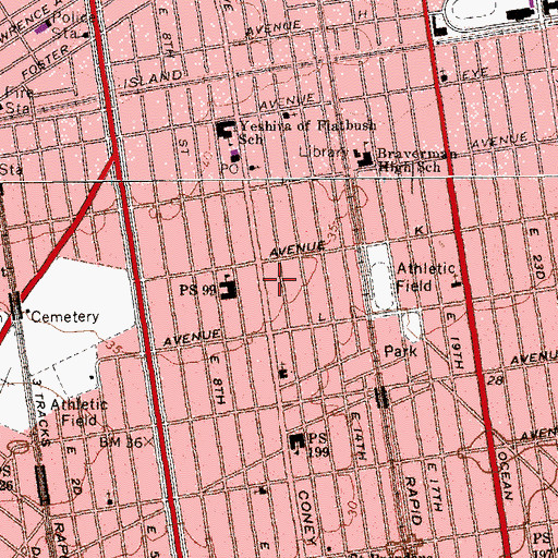Topographic Map of Vogue Theater (historical), NY