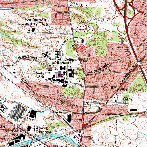 Topographic Map of Nazareth College Arts Center, NY