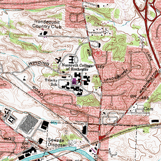 Topographic Map of Lorette Wilmot Library, NY
