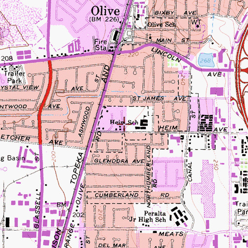 Topographic Map of Saint Paul's Lutheran School, CA
