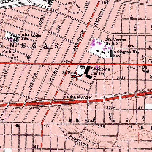 Topographic Map of Saint Pauls School, CA