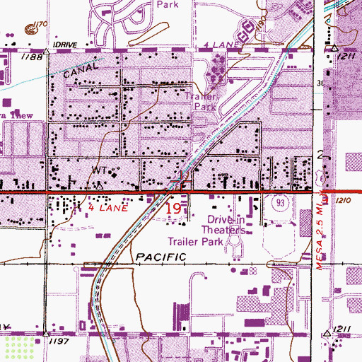 Topographic Map of Green Acres Trailer Court, AZ