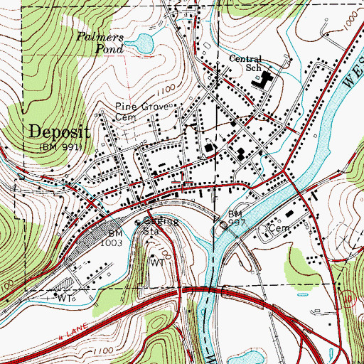 Topographic Map of Deposit Free Library, NY