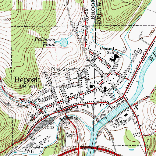 Topographic Map of Deposit Private Hospital (historical), NY