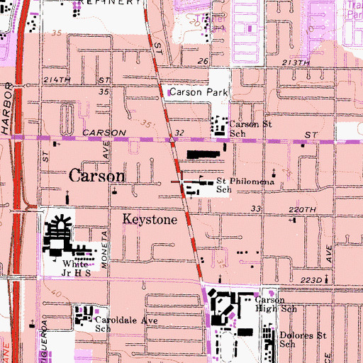 Topographic Map of Saint Philomena School, CA
