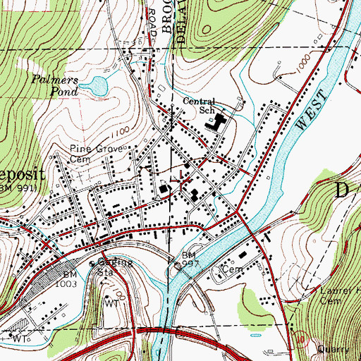Topographic Map of First Baptist Church, NY