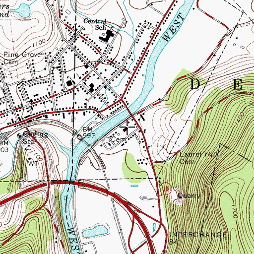 Topographic Map of Paul Devereux Hospital (historical), NY