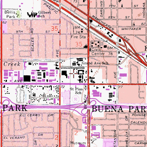 Topographic Map of Saint Pius V School, CA