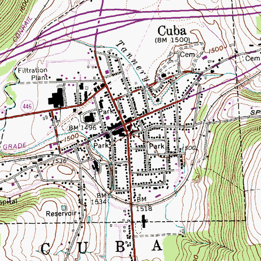 Topographic Map of First Baptist Church, NY