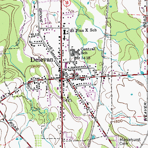 Topographic Map of Delevan Baptist Church, NY