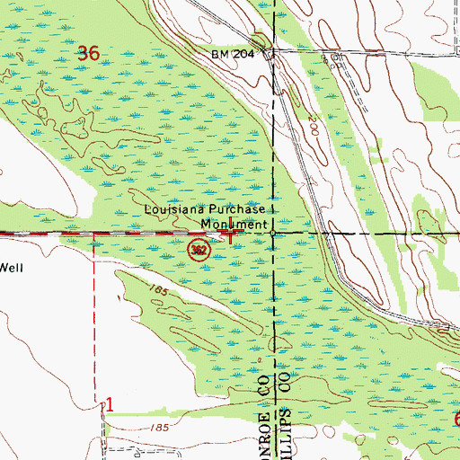 Topographic Map of Beginning Point of the Louisiana Purchase Survey, AR