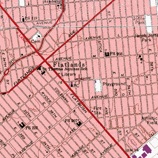 Topographic Map of Traymore Theater (historical), NY