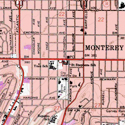 Topographic Map of Saint Stephen Martyr School, CA