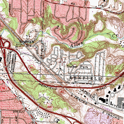 Topographic Map of Sebastian Mobile Home Park, NY