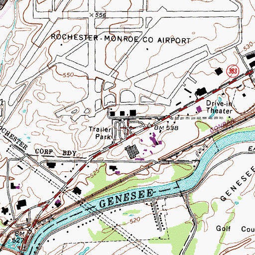 Topographic Map of Evergreen Mobile Home Park, NY