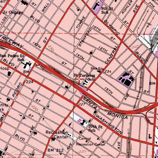 Topographic Map of Saint Turibius School, CA