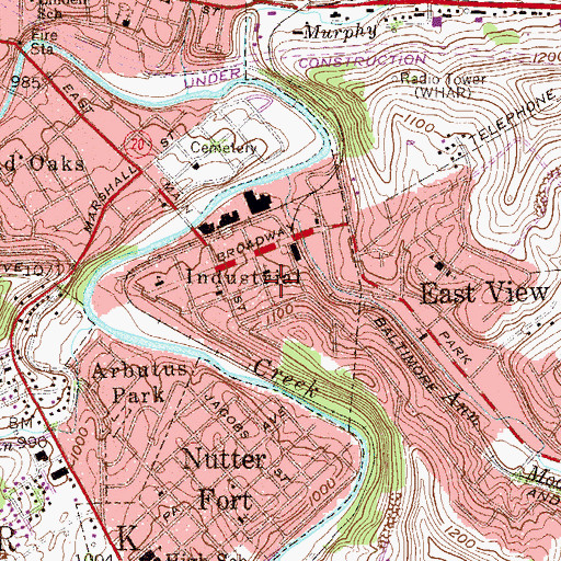 Topographic Map of Clarksburg Wesleyan Methodist School, WV