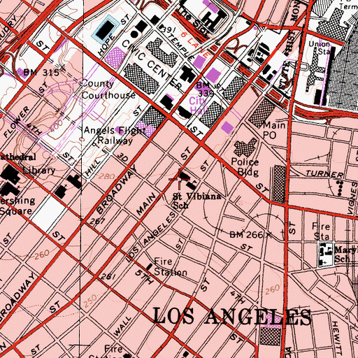Topographic Map of Saint Vibiana School, CA