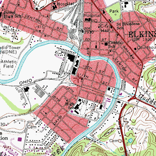 Topographic Map of Randolph County Alternative Center, WV