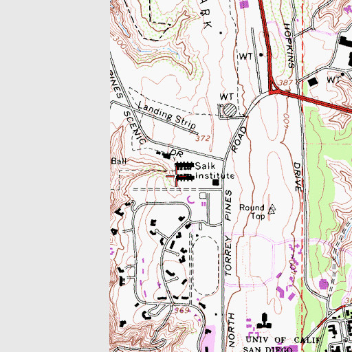 Topographic Map of Salk Institute, CA