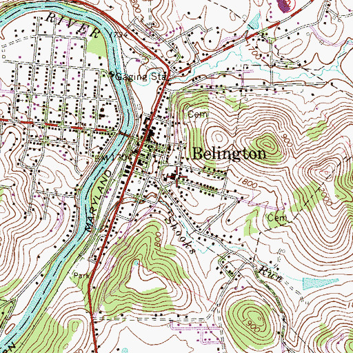 Topographic Map of Belington Head Start Center, WV
