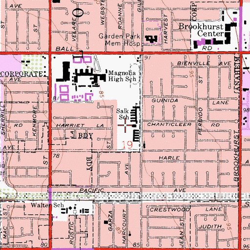 Topographic Map of Dr Jonas Salk Elementary School, CA