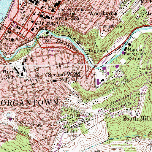 Topographic Map of Compuhigh School, WV