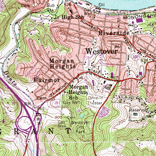 Topographic Map of Pressley Ridge Morgantown Program School, WV