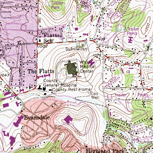 Topographic Map of West Virginia University School of Dentistry, WV